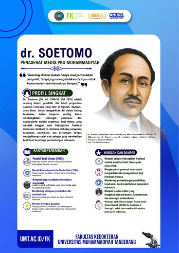Poster edukasi: dr. Soetomo — Penasihat Medis PKO Muhammadiyah